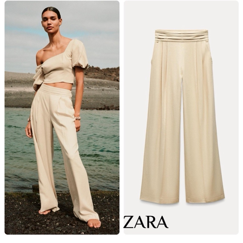 ZARA WIDE LEG SASH PANTS
SAND. Size XL